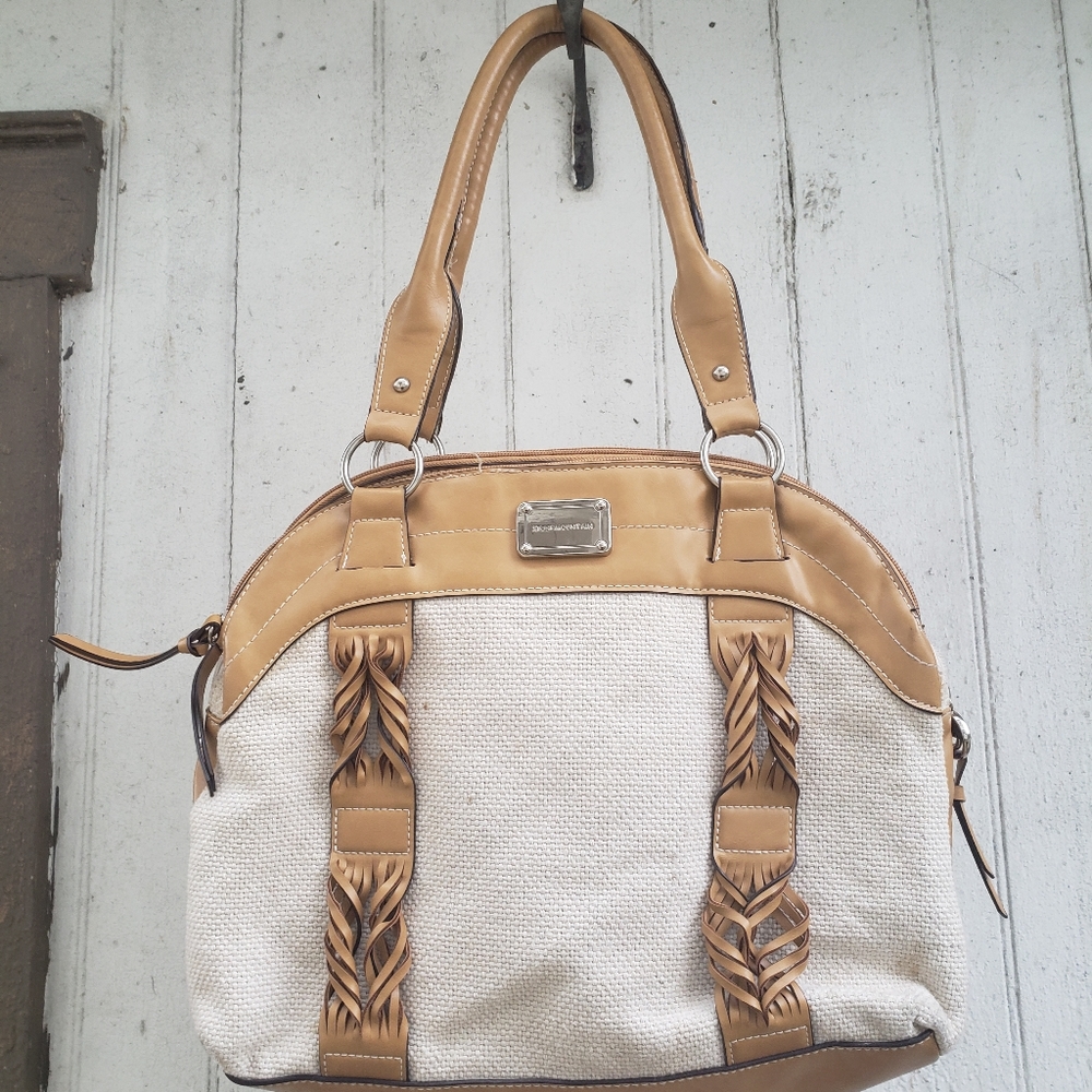 Knit and leather purse